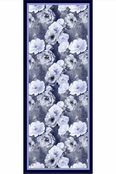 Lacivert 70x180 Cm Dijital Baskılı Çiçek Desen Soft Şal 482113