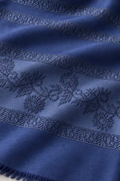 Lacivert 70x180 Cm Floral Premium Jakarlı Pamuk Şal 494061