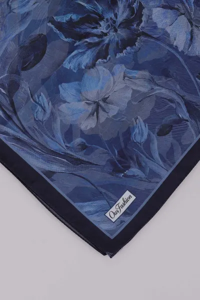 Lacivert 75*180 Cm Çok Çiçek Baskılı Dijital Soft Tülbent Şal 469414