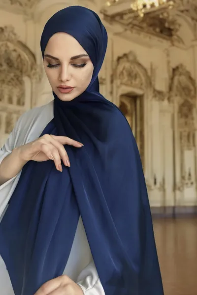 Lacivert 75x180 Cm Janjanlı Abiye Şal 373167