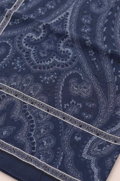 Lacivert 75x180 Cm Our Fashion Dijital Baskılı Desenli Bambu Kraş Şal 408732