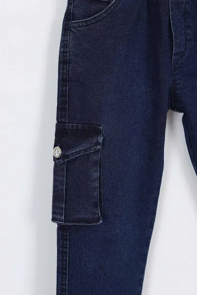Lacivert (8-12 Yaş)Kargo Cepli Erkek Çocuk Kot Pantolon 330526