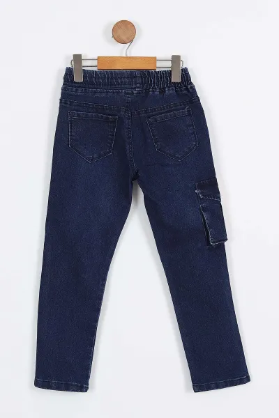 Lacivert (8-12 Yaş)Kargo Cepli Erkek Çocuk Kot Pantolon 330526