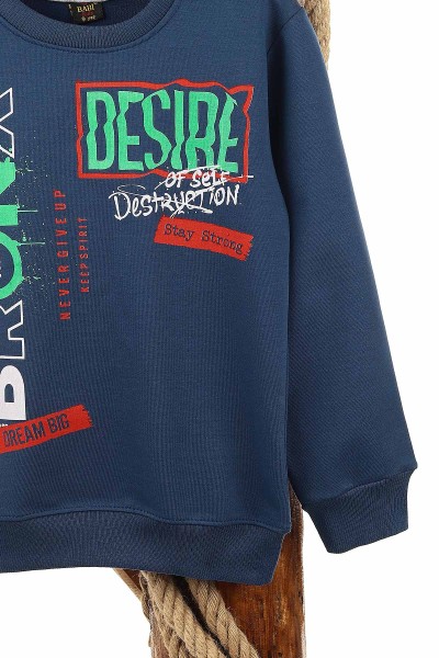 Lacivert (9-12 Yaş) Bronx Desire Baskılı Erkek Çocuk Sweat 150940