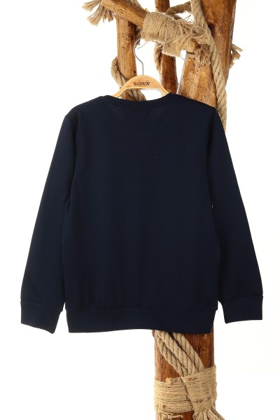 Lacivert (9-12 Yaş) Music Baskılı Erkek Çocuk Sweat 157948