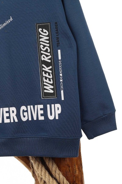 Lacivert (9-12 Yaş) Never Gıve Up Baskılı Erkek Çocuk Sweat 150918