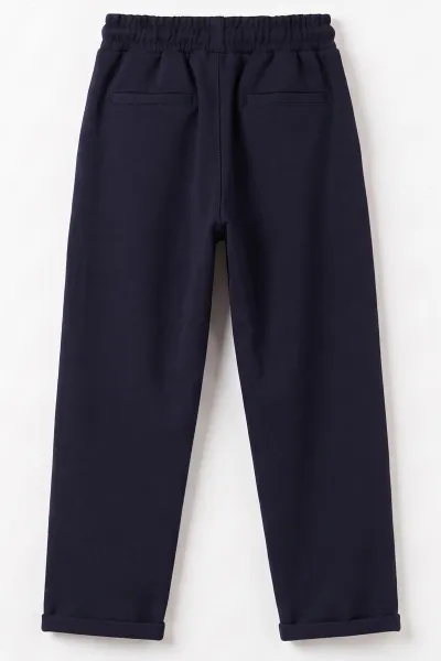Lacivert (9-16 Yaş) Duble Paça Jakarlı Erkek Jogger Pantolon 492989