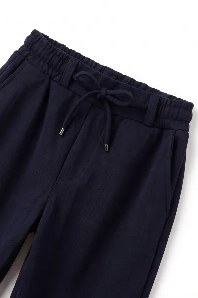 Lacivert (9-16 Yaş) Duble Paça Jakarlı Erkek Jogger Pantolon 492989