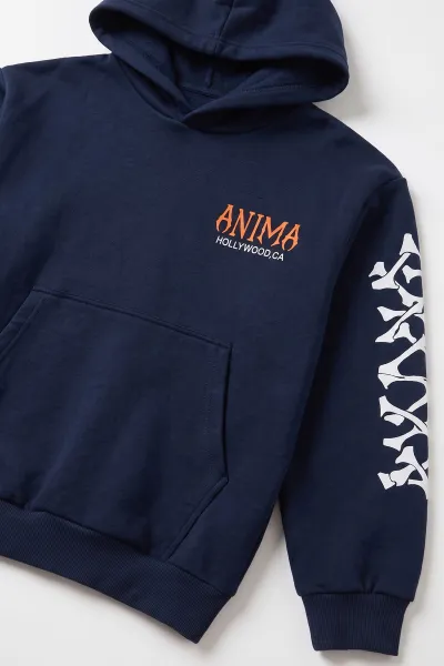 Lacivert (9-16 Yaş) Kapüşonlu İçi Şardonlu Erkek Çocuk Sweatshirt 495808