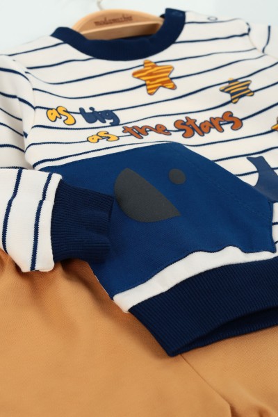 Lacivert (9-24 ay) Fil Cep Tasarım Erkek Çocuk Pijama Takım 127105