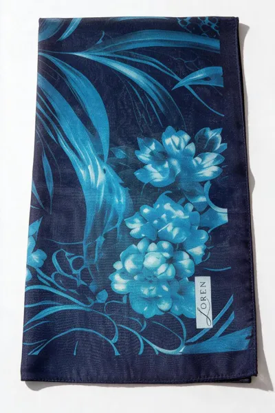 Lacivert 90x90 Cm Dijital Baskılı Edenia Desen Soft Eşarp 498554