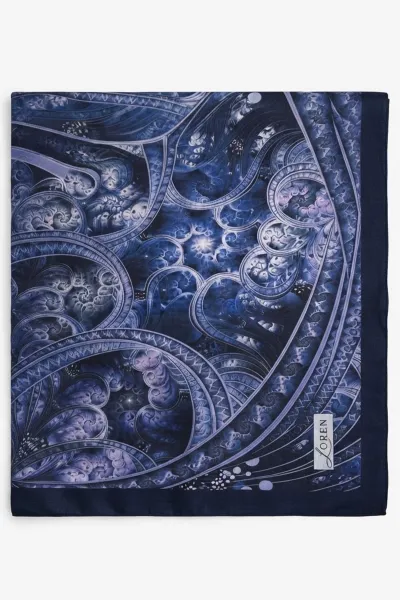 Lacivert 90x90 Cm Dijital Baskılı Filigree Desen Soft Eşarp 498759