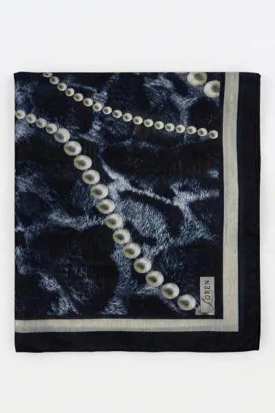Lacivert 90x90 Cm Dijital Baskılı Perla Desen Soft Eşarp 498519