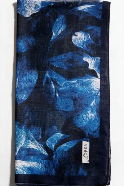 Lacivert 90x90 Cm Dijital Baskılı Velvet Bloom Desen Soft Eşarp 498528