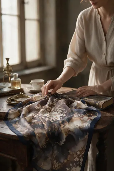 Lacivert 90x90 Cm Dijital Baskılı Yıldız Desen Kutulu Twill Eşarp 500988