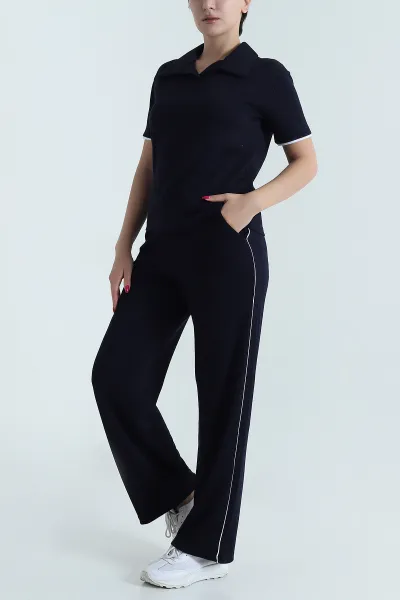 Lacivert Arabiyeli Likralı Modal Kadın İkili Takım 478666