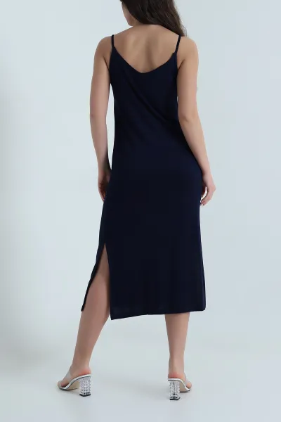 Lacivert Askılı Viskon Modal Kadın Elbise 459306
