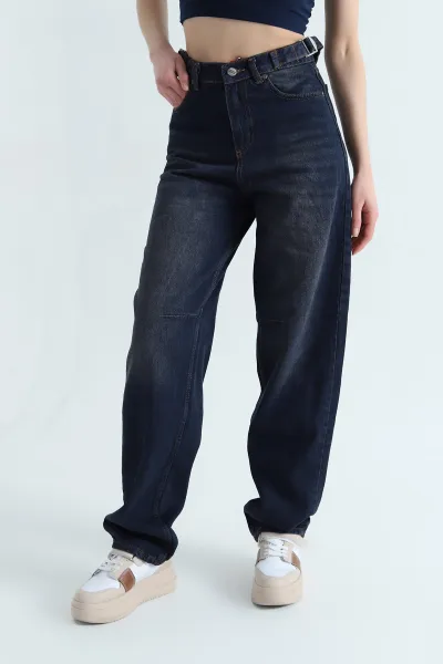 Lacivert Baggy Bayan Kot Pantolon 339867