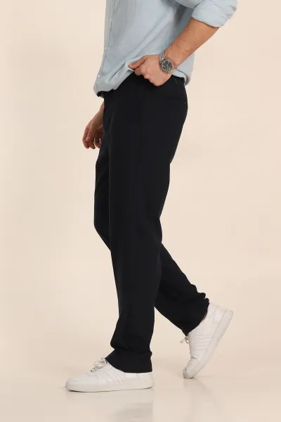 Lacivert Baggy Bel Arkası Lastikli Gofre Kumaş Erkek Pantolon 349733