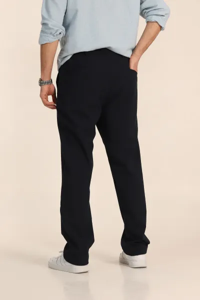 Lacivert Baggy Bel Arkası Lastikli Gofre Kumaş Erkek Pantolon 349733