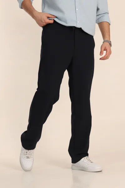 Lacivert Baggy Bel Arkası Lastikli Gofre Kumaş Erkek Pantolon 349733