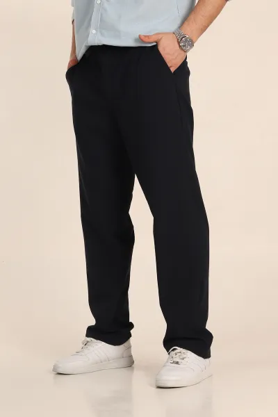 Lacivert Baggy Bel Arkası Lastikli Gofre Kumaş Erkek Pantolon 349733