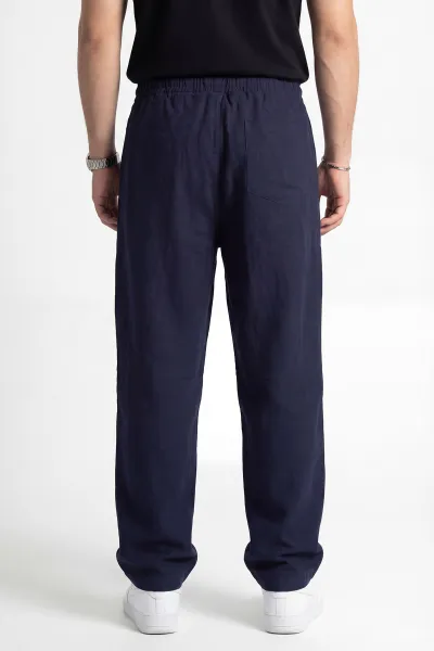 Lacivert Baggy Belden Bağlamalı Erkek Pantolon 445656