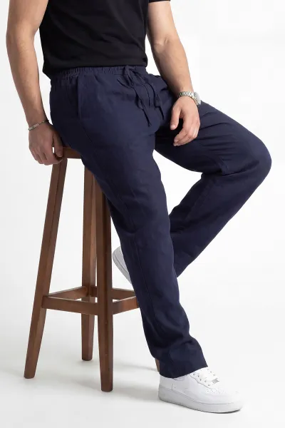 Lacivert Baggy Belden Bağlamalı Erkek Pantolon 445656