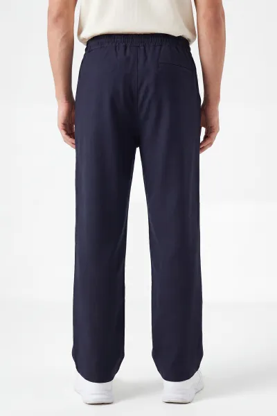 Lacivert Baggy Belden Bağlamalı Erkek Pantolon 457270