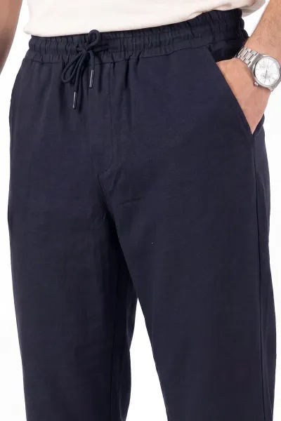 Lacivert Baggy Belden Bağlamalı Erkek Pantolon 457270