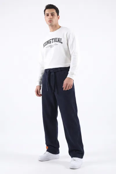 Lacivert Baggy Belden Bağlamalı Erkek Pantolon 493208