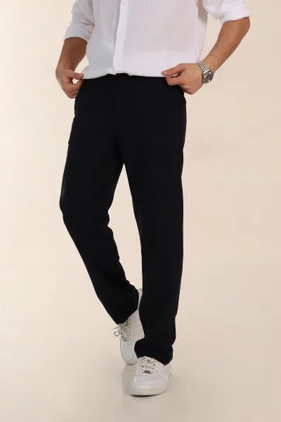 Lacivert Baggy Double Kumaş Bel Lastikli Erkek Pantolon 351859