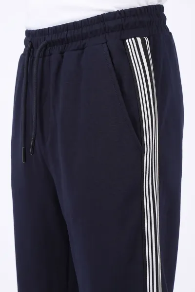 Lacivert Baggy Kompak Kumaş Yan Geniş Raşelli Erkek Eşofman Altı 483368