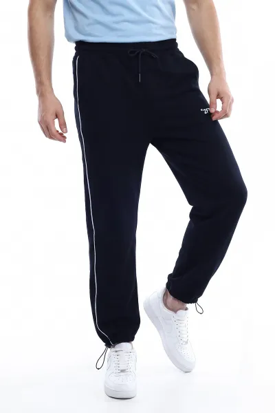 Lacivert Baggy Kompakt Kumaş Ayarlanabilir Paçalı Erkek Eşofman Altı 402219