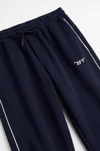Lacivert Baggy Üç İp Şardonsuz Yan Kıl Biyeli Erkek Eşofman Altı 494523