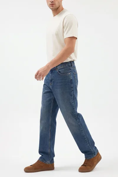 Lacivert Baggy Yeni Sezon Cep Detay Likralı Erkek Kot Pantolon 497241