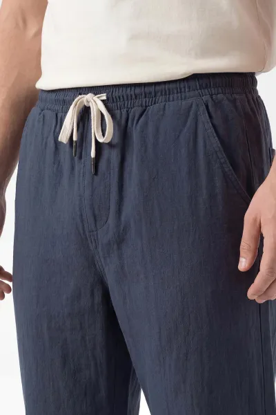 Lacivert Baggy Yıkamalı Belden Bağlamalı Erkek Pantolon 450170