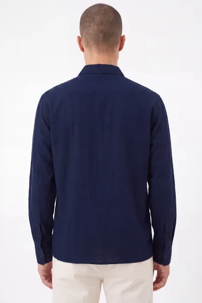 Lacivert Bambu Oversize Erkek Gömlek 471883