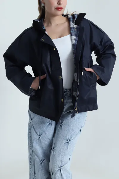 Lacivert Barbour Kapüşonlu Kadın Ceket 488842