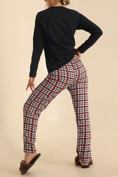 Lacivert Baskılı Bayan Pijama Takımı 220158