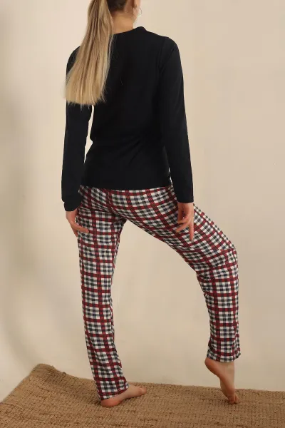 Lacivert Baskılı Bayan Pijama Takımı 237436