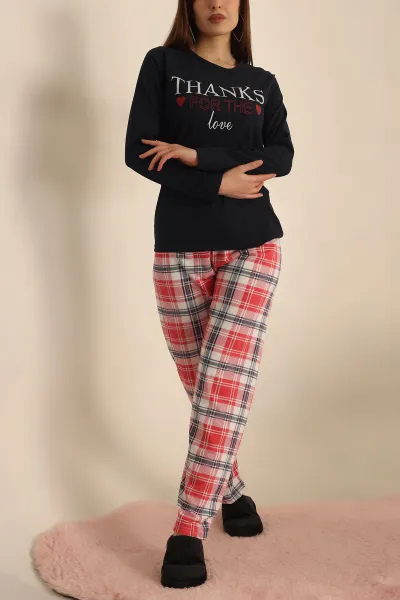 Lacivert Baskılı Bayan Pijama Takımı 237480