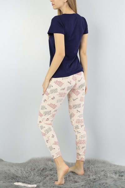 Lacivert Baskılı Bayan Pijama Takımı 54884