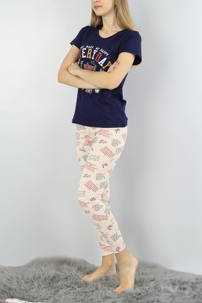 Lacivert Baskılı Bayan Pijama Takımı 54884