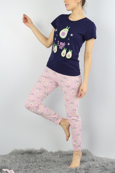 Lacivert Baskılı Bayan Pijama Takımı 54922