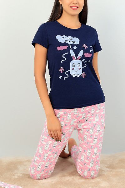 Lacivert Baskılı Bayan Pijama Takımı 73474
