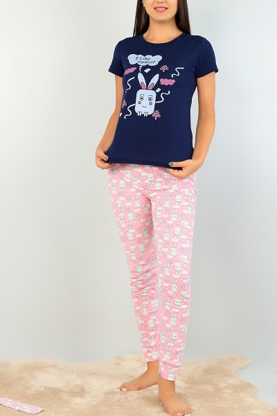 Lacivert Baskılı Bayan Pijama Takımı 73474
