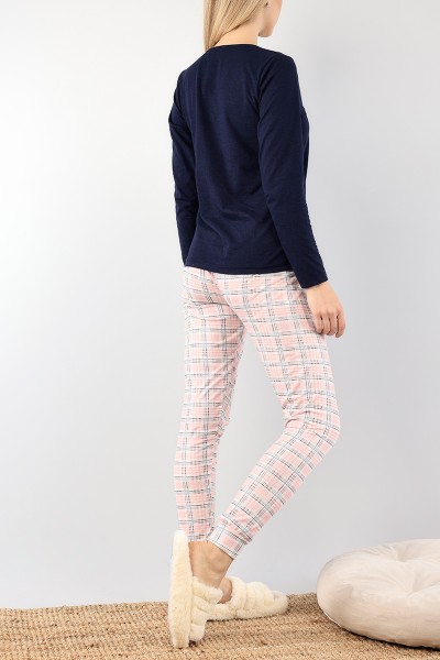 Lacivert Baskılı Bayan Pijama Takımı 89433
