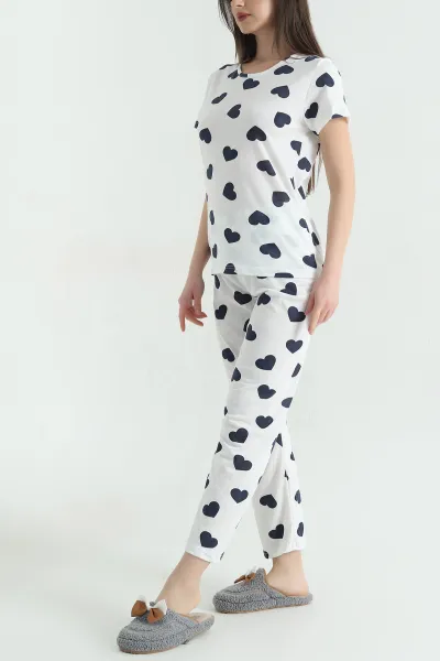 Lacivert Baskılı Kadın Pijama Takımı 357368