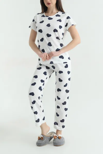 Lacivert Baskılı Kadın Pijama Takımı 357368
